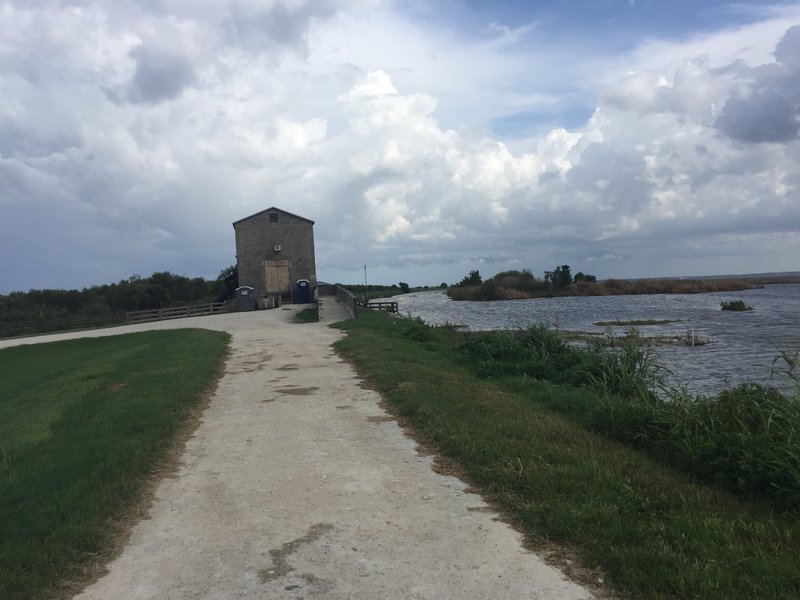 You'll ride past this pump house along the trail.