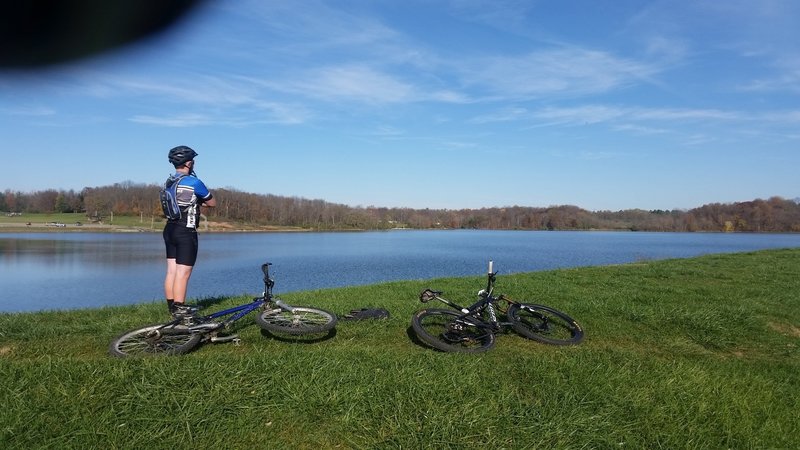 About 0.75 miles into the ride, you'll have a great opportunity for lake views.