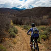 My wife, Joy, rides down Monte Carlo just after the turnoff for Ginormous.