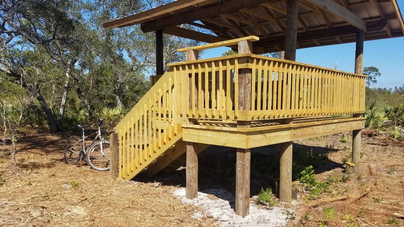 Take a water break and enjoy the views of the scenery and wildlife on this nice wooden deck.