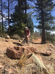 Just at the top of the longest climb on the AFA Falcon Trail Loop if you're heading clockwise.