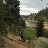 At the bottom of one of several fun technical sections spaced along the Rampart Reservoir Trail.