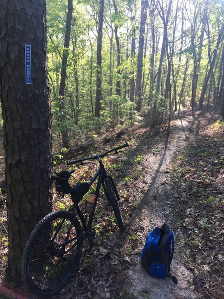 Entering the Rusty Barrel trail from the Gateway Trail.