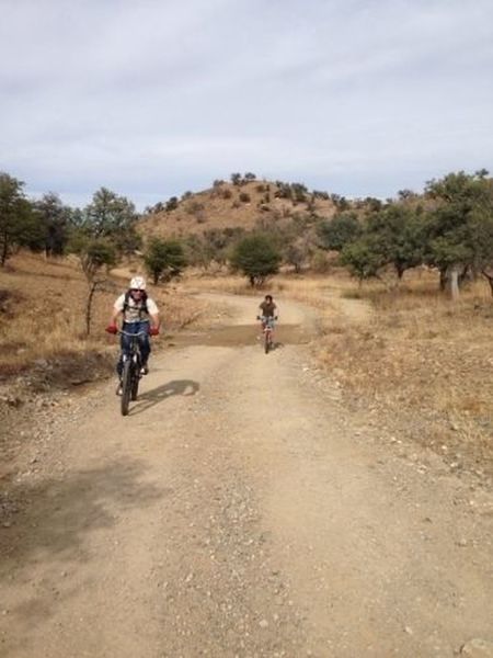 Riding on an easy going section of doubletrack.