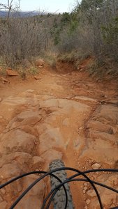 The tech on the Section 16 Trail gets a little rough and dusty.