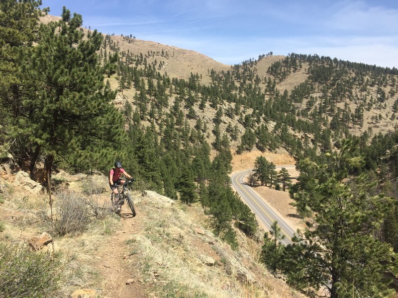 Riding high above Lefthand Canyon Drive.