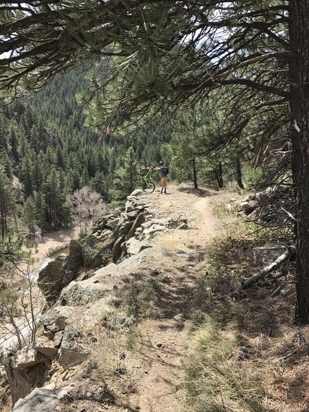 Riding above Left Hand Canyon Creek.