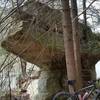 A huge pedestal rock along the trail.