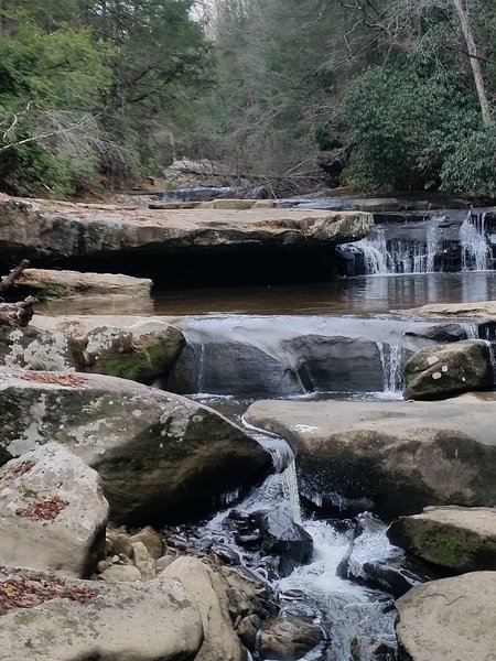 Cascading waterfall on Bark Camp creek.