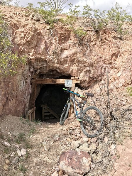 The Entrance to an old mine shaft. Use caution in this area and do not enter the old mining structures.