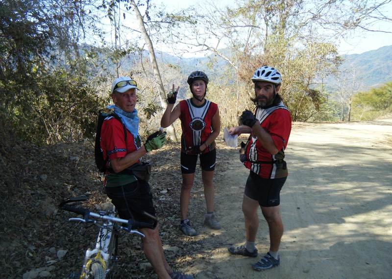 Briteny and gang taking a break on the long way up PV to San Pedro.