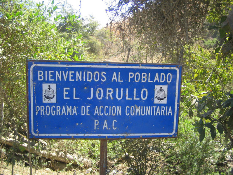 A sign marking the elevation fro Ejido El Jorullo.