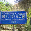 A sign marking the elevation fro Ejido El Jorullo.