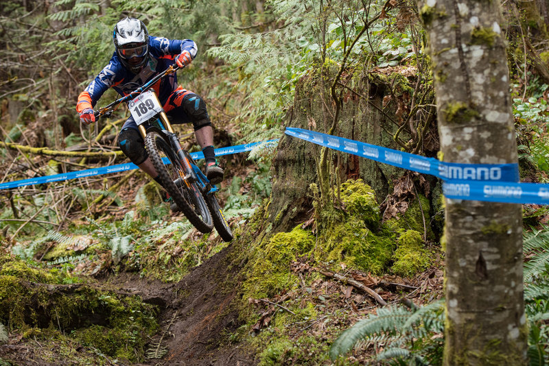 This banked stump jump is fun, but it's tricky enough to sneak up on you.