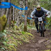 A racer speeds down the sandstone and dirt at the start of Cakewalk.