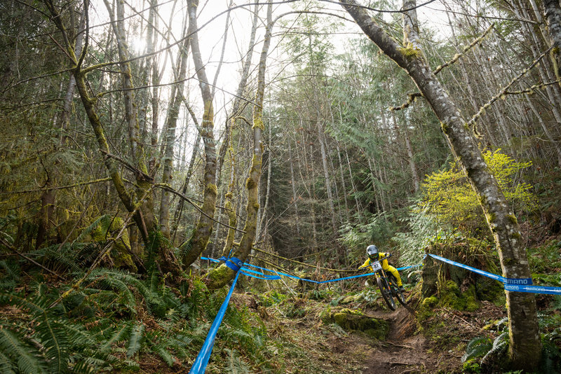 Carson Eiswald keeps things low during his race run at the NW Cup.