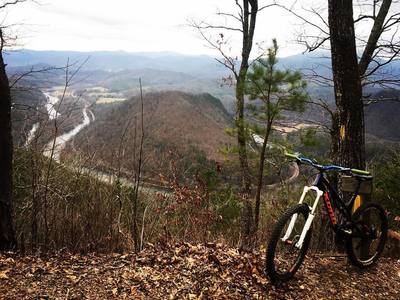 A winter view of the French Broad from the Chimney Rocks and Paint Mountain intersection.