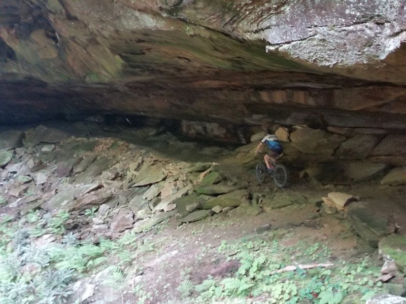 One of the largest rock shelters I've seen on a singletrack trail.