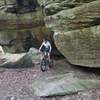 The trail winds in and out of many towering rocks as it follows the creek.