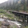 Approaching one of the taller rail bridges along this remote route.