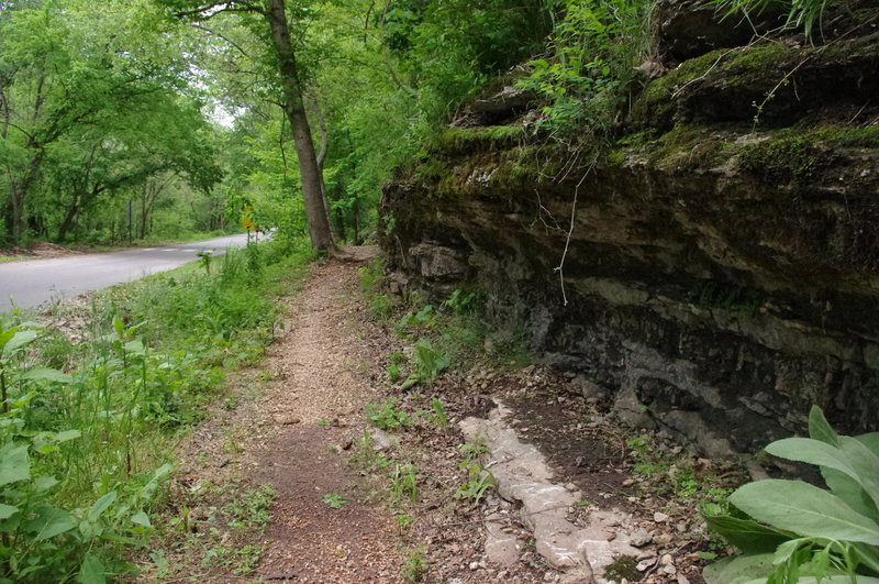 A neat limestone shelf with a touch of overhang near the bottom of Flo Ride.