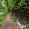 A neat limestone shelf with a touch of overhang near the bottom of Flo Ride.