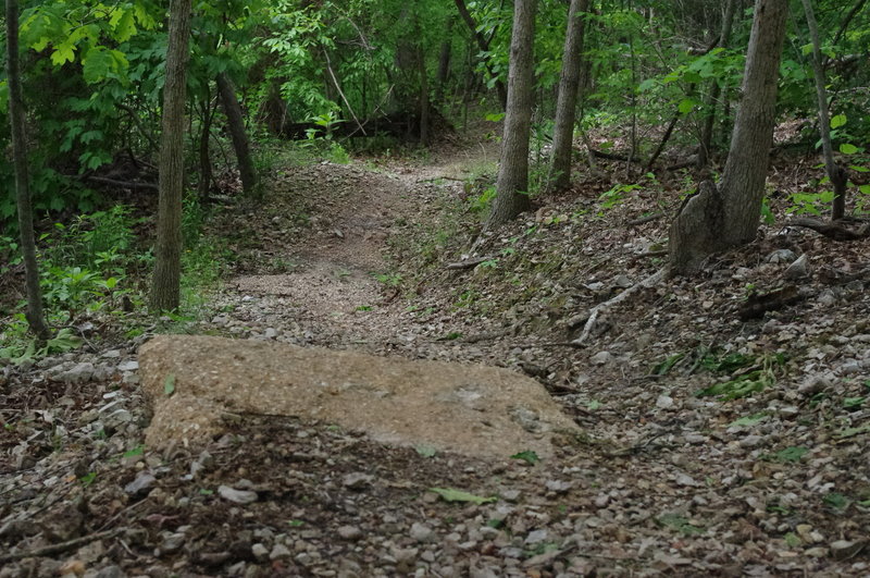 Another recycled concrete chunk makes a good in-trail jump or roller.