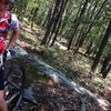 Reid realizing just how sick the rock slabs are along 6 Mile Trail.