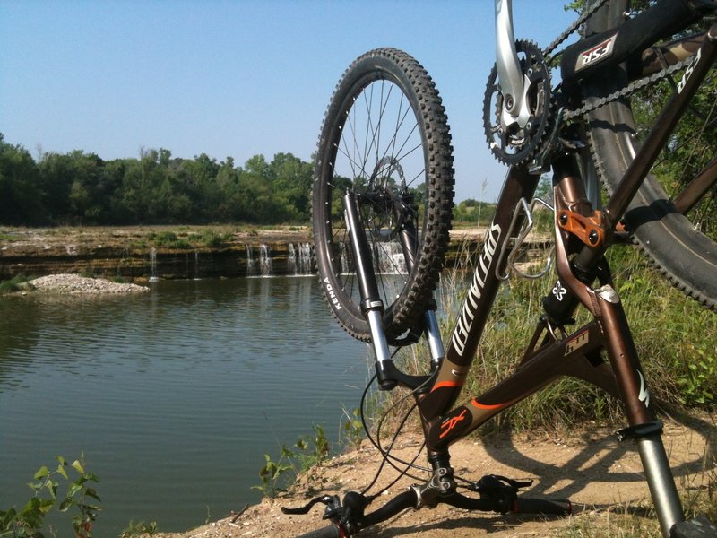 The waterfall at the bottom of the Dam Drop on Lone Wolf.