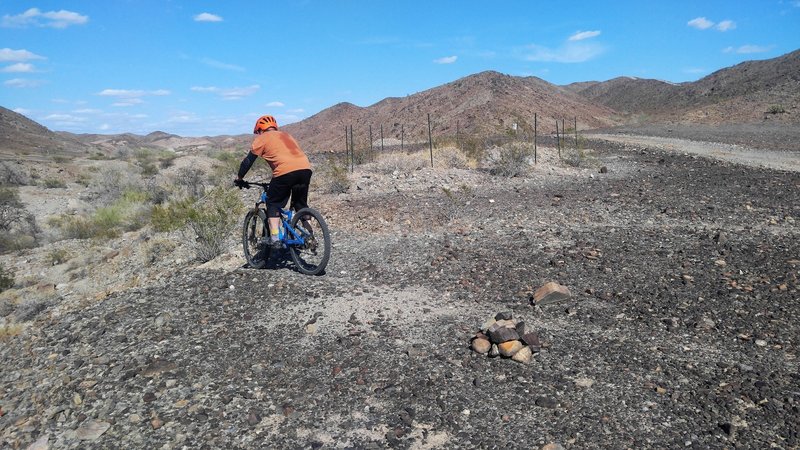 A rider dropping into the west entrance to "Ryan's High Side" a reclaimed section of Ryan's Trail that had fallen out of use.