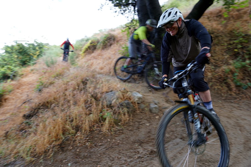 The crew drops in at the top of El Prieto.