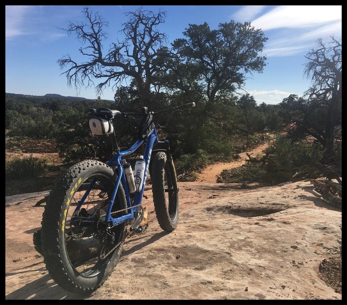 Enjoying an evening spin while packing in the new trail.