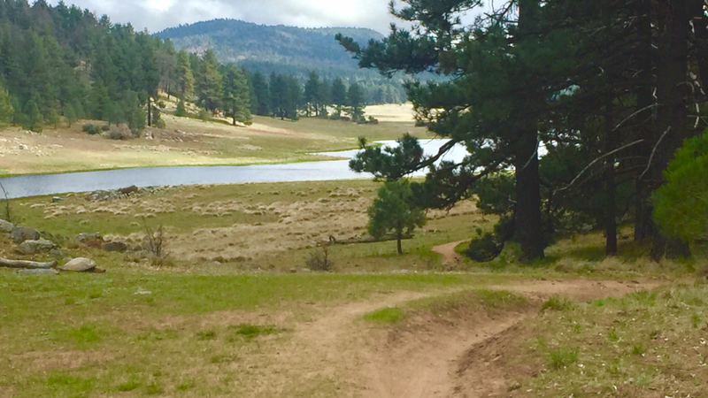 Riding towards the Big Laguna Lake, with water!