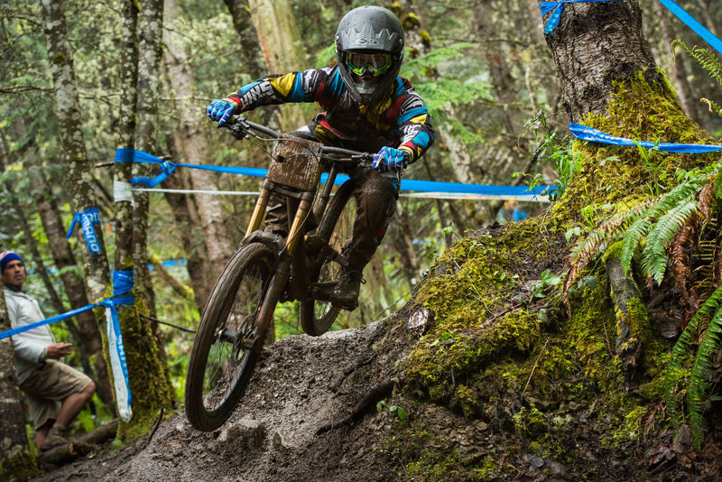 Carson Eiswald slams into a corner at the bottom of Chunder Dome during the 2017 Pro GRT and NW Cup.