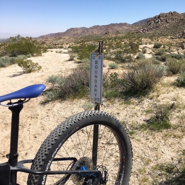 No bikes past here, up against the Joshua Tree National Park Boundary.