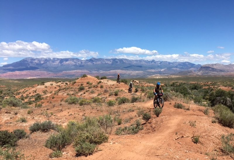 A trio of riders make their way along Dead Ringer.