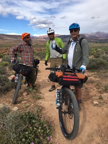 Taking a moment to enjoy a tasty beer during a bikepacking outing.