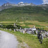 Overlooking Hospental (the city) and the Reusstal (Reuss Valley) from an old section of the Gotthardpass Road.