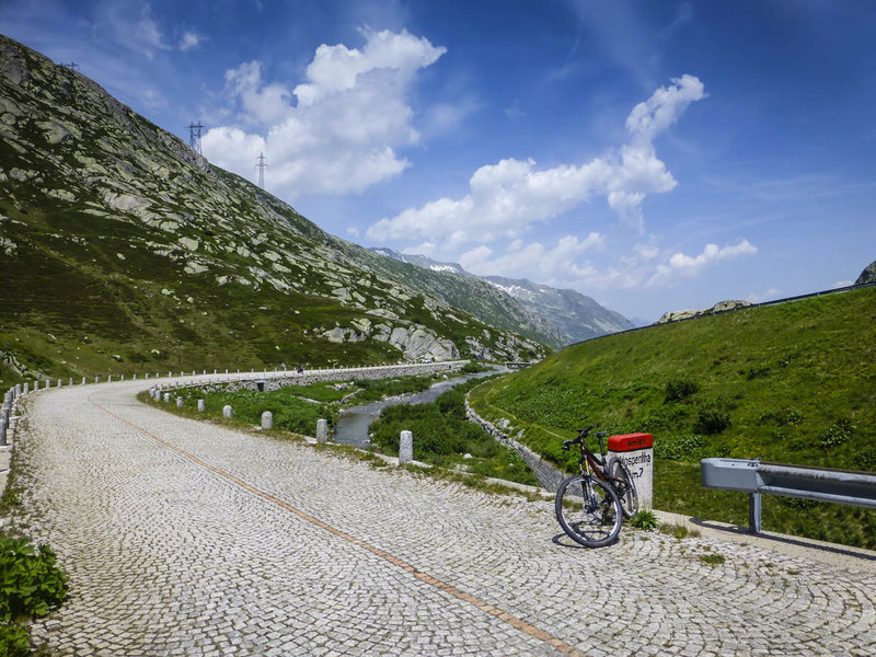 It's pavement, sort of... but what a cool experience riding over the Gotthard pass.
