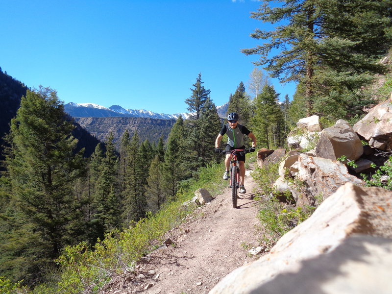 Descending towards the road on the Galloping Goose - Illium Segment.