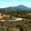 Rejoining the Skyline Trail from Bellyache Springs Rd and Clark's Grade, with Sugarloaf Mountain looming at the far end of the ridge.