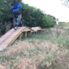 A wooden roller coaster adds some excitement near the end of the Red Hawk Trail.