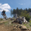 Getting some air on the Cold Creek Trail clear cut.