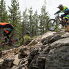 Jake Grob and Matt Orlando speed down the tech and chunk on the Ridge Trail.