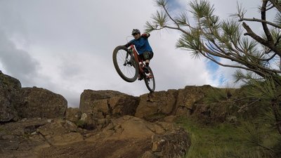 Airing over a drop on Little Moab. Make sure to stay right.