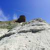 Looking up toward a sandstone outcrop above the trail. Gorgeous high desert views!