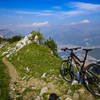 Singletrack following the ridge line high up above Lecco and Lago di Como.