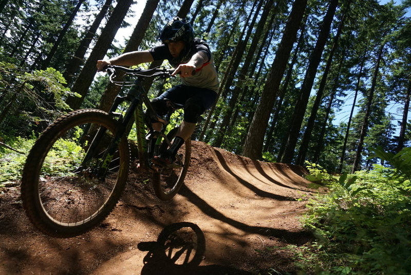 High-banking, hard pack turns make descending the Grand Prix trail a treat.