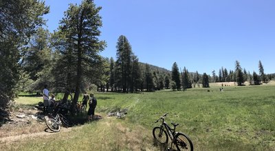 Making a muddy, but rideable meadow crossing.