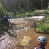 Ciclismo crossing the North Fork Cache la Poudre on the Buckskin Trail.